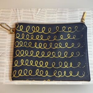 Dabney Lee Navy and Gold Zippered Travel Pouch -NWOT